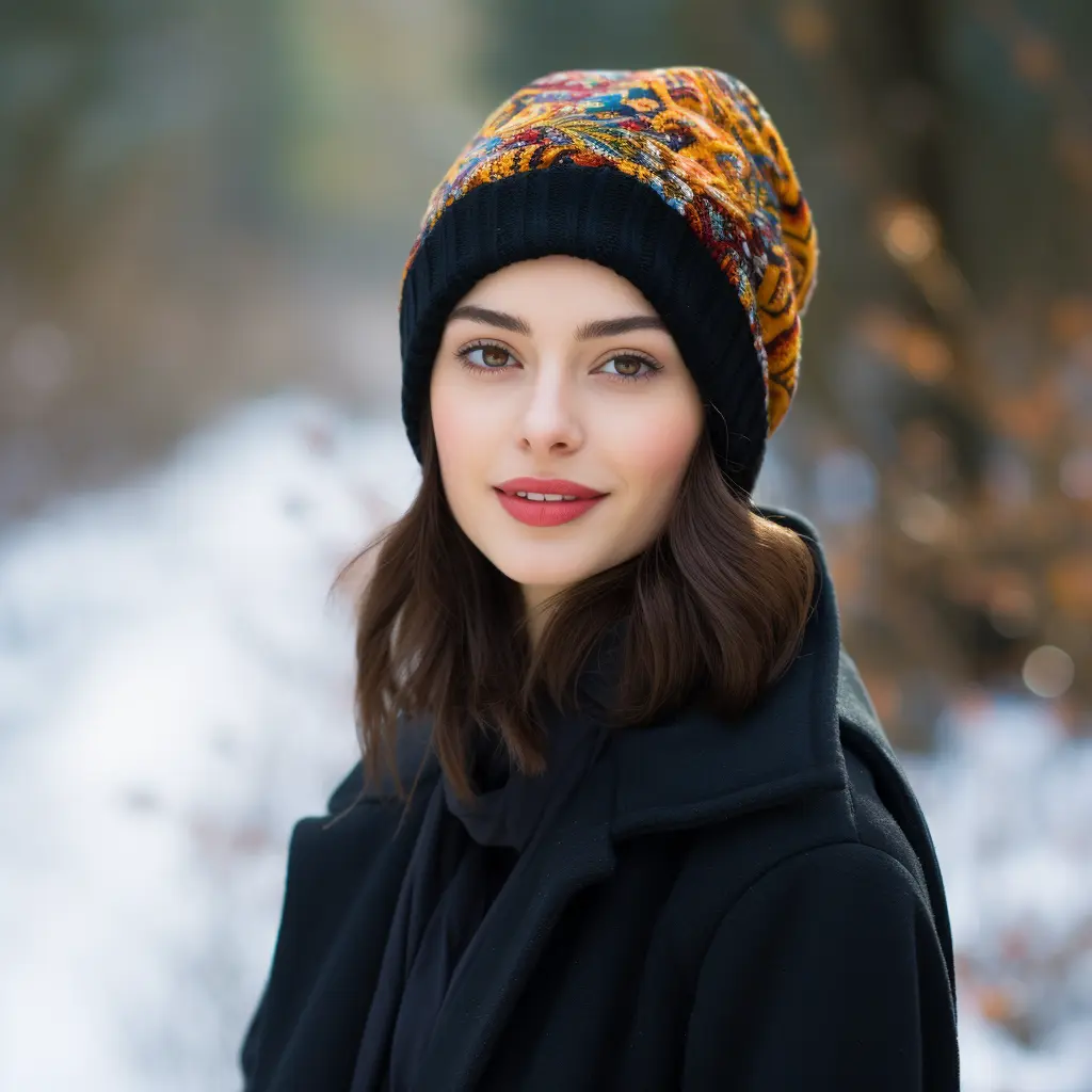 Winter fashion with vibrant Turkish beanie